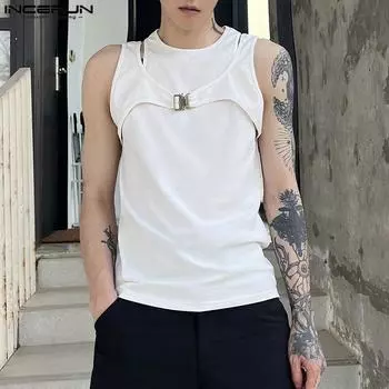 INCERUN повседневные летние мужские майки без рукавов