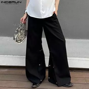 INCERUN расклешенные летние мужские свободные праздничные повседневные брюки