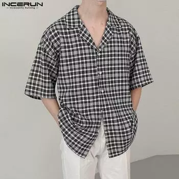 INCERUN Рубашки в клетку Топы