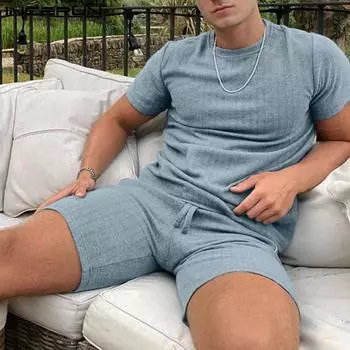 INCERUN S-5XL, комплект из 2 предметов, мужские модные рубашки с короткими рукавами и шорты, домашние спортивные комплекты домашней одежды