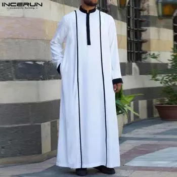 INCERUN S-5XL Мужская мода с длинным рукавом Цветные мусульманские кафтаны