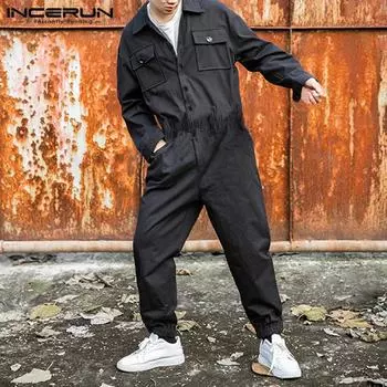 INCERUN S-5XL Мужской модный винтажный комбинезон в стиле милитари, осенний хлопковый тонкий комбинезон, мужской комбинезон, повседневный комбинезон