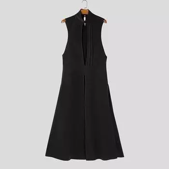 INCERUN Summer Men Sleeveless Cutout Splits Casual Long Tunic Tank Tops S