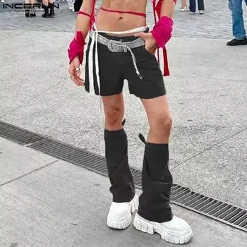 INCERUN Summer Men Zipper Waist Mini Shorts Removable Bottom Pants Partywear Club 2XL чёрный