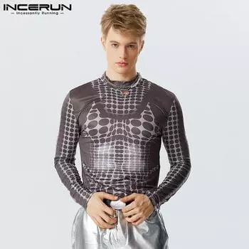 INCERUN Тонкие мужские топы с длинными рукавами в горошек Комбинезоны