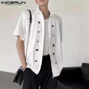 INCERUN Уличная одежда Мужские куртки на молнии с короткими рукавами Пальто Топы