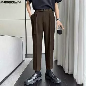 INCERUN Весенне-осенние мужские деловые длинные брюки-чиносы