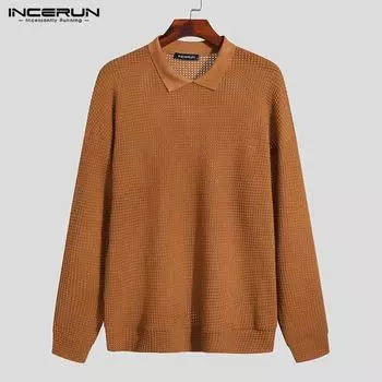 INCERUN Весенние мужские поло с вырезами