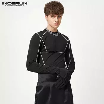 INCERUN Весенние мужские топы для вечеринок ярких цветов