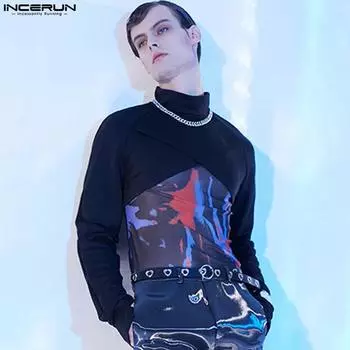 INCERUN Весенняя мужская короткая клубная одежда для вечеринок, топы с открытой спиной и молнией