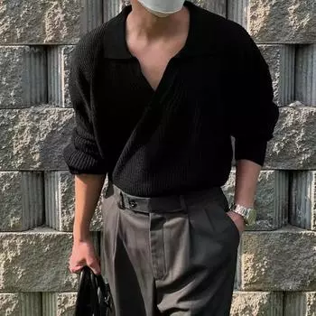 INCERUN Весна Осень мужские однотонные топы с длинными рукавами