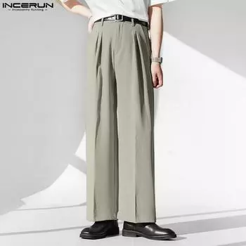INCERUN Весна-Осень мужские широкие свободные длинные брюки
