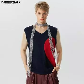 INCERUN Вязаные повседневные жилеты без рукавов с v-образным вырезом и принтом в виде сердца