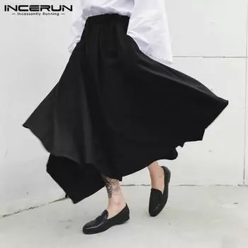 INCERUN/весенне-осенние женские шаровары с заниженным шаговым швом, мешковатые брюки для танцев в стиле хип-хоп, нерегулярные брюки S чёрный