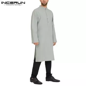 Длинная рубашка INCERUN в мусульманском стиле с длинным рукавом M