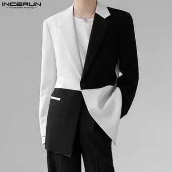 INCERUN весенний мужской пиджак с длинными рукавами и лацканами, цветной пиджак