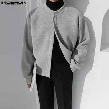 INCERUN зима осень мужские однотонные свободные пальто с капюшоном куртки 3XL хаки