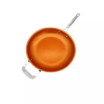 Inch 12 Nonstick Skillet Copper Frying Round Pan Ceramic Coating Bottom Double