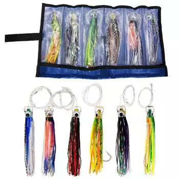 Inch Octopus Trolling Lure Tuna Lure Soft Octopus Fishing Lure Trolling Lure with Storage Bag Set of 6 6.5 (4)