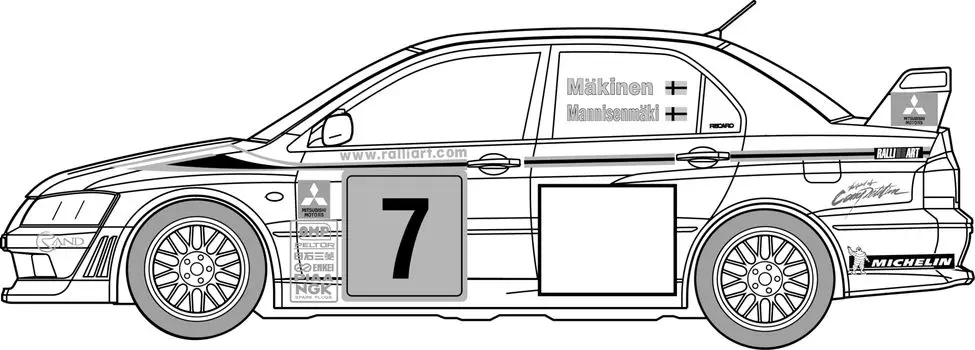 Модель ралли Lancer Evolution VII WRC серии Inch Up, пластиковая модель 1/24 № 311 красный