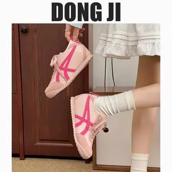 Increase the height of German training shoes for women 2025 new spring leather retro versatile flat white shoes casual sports Forrest Gump shoes 35