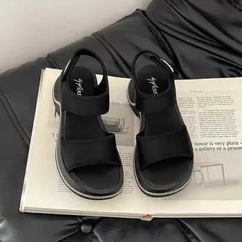 Increase the height of the open-toe word with sandals women s fashion platform summer new Velcro versatile beach shoes sandals 35