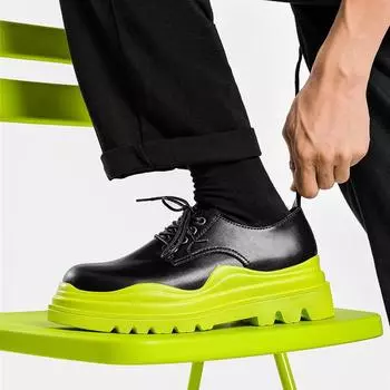 Увеличенные мужские туфли Martin, модные дышащие толстые подошвы, мужские повседневные кожаные туфли, кроссовки на платформе, мужские оксфордские туфли, кроссовки 43 зелёный