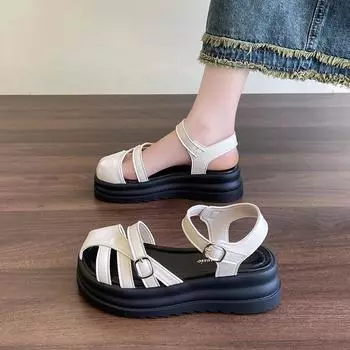 Increased sense of design Baotou sandals women s summer new models with skirts fashionable flat-bottomed wind hollow sandals 34