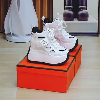 Increased Women s Shoes In Spring, Thick-soled, Small, High-top Shoes, All-match, Thin Sports and Casual Shoes 40 чёрный