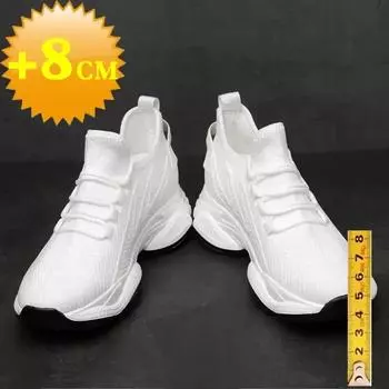 Increasing men sneakers casual heightening shoes 8cm height increase shoes for summer breathable 6cm elevator shoes 37