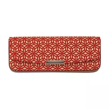 Inden Indenya Yushichi Uehara Indenya Футляр для очков из натуральной кожи, номер модели 4206, красный фон x белый лак, рисунок в виде листьев конопли, подлинный