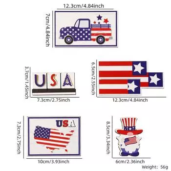 Independence Day Charming Wooden Tray Display Sign For Festive Table Decoration USA Map