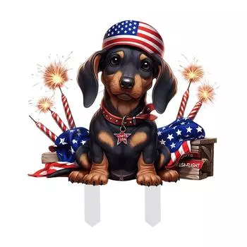 Independence Day Creative Dachshund Ground Plug Courtyard Garden Layout Plug Decoration One Size