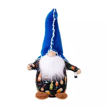 Independence Day Faceless Doll With Curved Hat And Red Wine Glass Doll Creative Dwarf Ornaments One Size синий