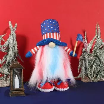 Independence Day Faceless Old Man Doll Cute Flag Standing Doll Rudolph Window Decorations C3-6 red shoes