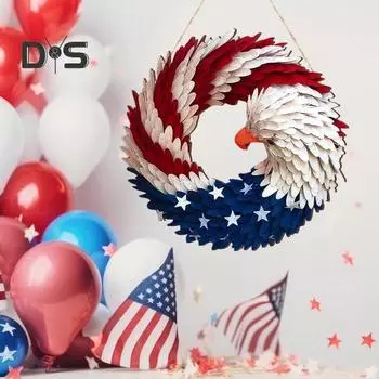 День независимости патриотический орел венок красный белый синий деревянная птица для дома и улицы входная дверь настенная гирлянда подвеска 4 июля праздник 30cm