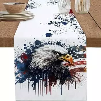Настольная дорожка ко Дню независимости, износостойкий, моющийся, невыцветающий, со звездами американского флага, патриотический, сезонный, кухонный, обеденный стол M