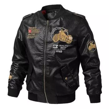Independence Station Spring and Autumn Men s Leather Jacket PU Casual Motorcycle Baseball Jacket M коричневый