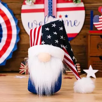 Independence Unique American Day Gnome Decoration Long Hat Doll With No Face For Celebrations Festive RedBlue Star