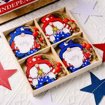 Independence Whimsical Day Multicompartment Wooden Box Hanging Decoration For Festivities Independence Box A