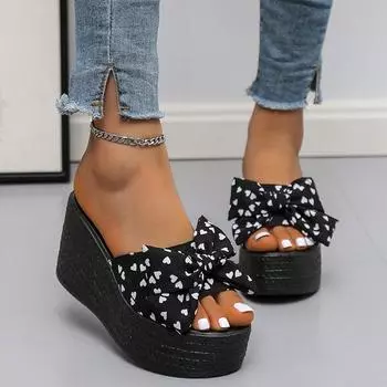 Independent Station большого размера с бантом 2024 летние новые однопедальные классные тапочки женские 35 белый