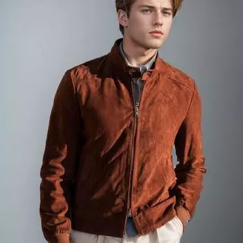 Independent Station Европейская и Американская мужская одежда Повседневная модная замшевая однотонная куртка Мужская ветровка S чёрный