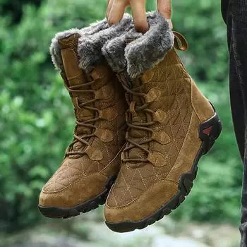 Independent Station Explosive Snow Boots Men s Winter Warm Fleece Thickened Outdoor Casual Waterproof High Top Cotton Shoes Men 38 чёрный