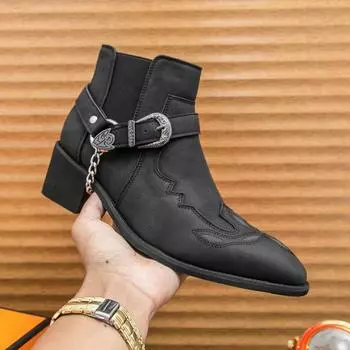 Independent station foreign trade new martin boots men s fashion British Chelsea leather boots business retro zipper locomotive short 38