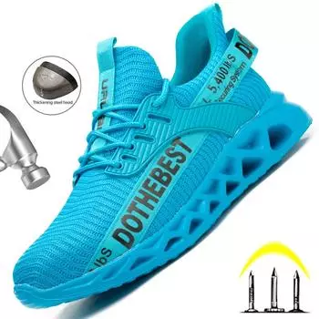 Indestructible Work Shoes Men Sport Safety Shoes Women Lightweight Anti-Smash Work Sneakers Men Protective Steel Toe Shoes Male 36