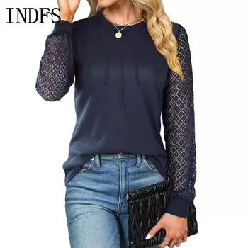 INDFS Женская мода повседневная ромбовидная печать весна осень с длинным рукавом О-образным вырезом пуловеры и длинные рукава S бордовый