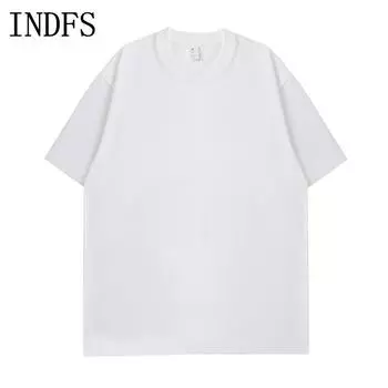 INDFS Женская мода Повседневная Летняя Весна Однотонный Принт Короткие Рукава О-Образным Вырезом Блузки и Рубашки S белый