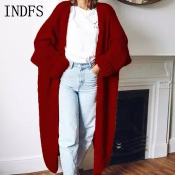 INDFS Женская мода Повседневный Осень Зима Однотонный Принт Длинные Рукава Свитера S бордовый