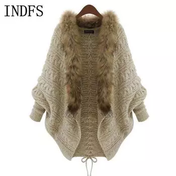 INDFS Женская мода Повседневный Осень Зима Однотонный Принт Длинные Рукава Свитера Size: One Size хаки