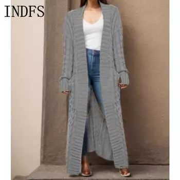 INDFS Женская мода Повседневный Осень Зима Однотонный Принт Длинные Рукава Свитера S серый